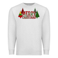 Oatmeal Heather merry christmas glitter plaid trees Premium Sweatshirt - AdoDesignShop