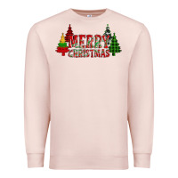 Pale Pink merry christmas glitter plaid trees Premium Sweatshirt - AdoDesignShop