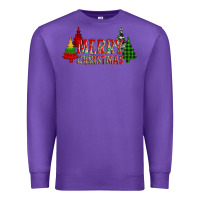 Purple merry christmas glitter plaid trees Premium Sweatshirt - AdoDesignShop