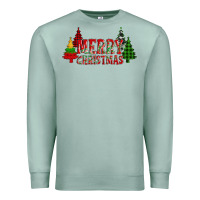 Seafoam merry christmas glitter plaid trees Premium Sweatshirt - AdoDesignShop