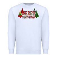 White merry christmas glitter plaid trees Premium Sweatshirt - AdoDesignShop