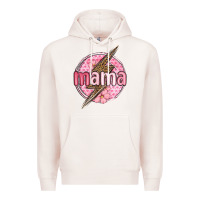 Pale Pink mama lightning bolt valentine s day Premium Hoodie - MaliasSmallBusiness