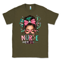 Army Green afro messy bun nurse life Classic Tee - texasbilliewilder