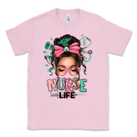 Bubblegum Pink afro messy bun nurse life Classic Tee - texasbilliewilder