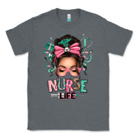 Charcoal Heather afro messy bun nurse life Classic Tee - texasbilliewilder