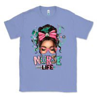 Colony Blue afro messy bun nurse life Classic Tee - texasbilliewilder