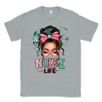 Heather Grey afro messy bun nurse life Classic Tee - texasbilliewilder