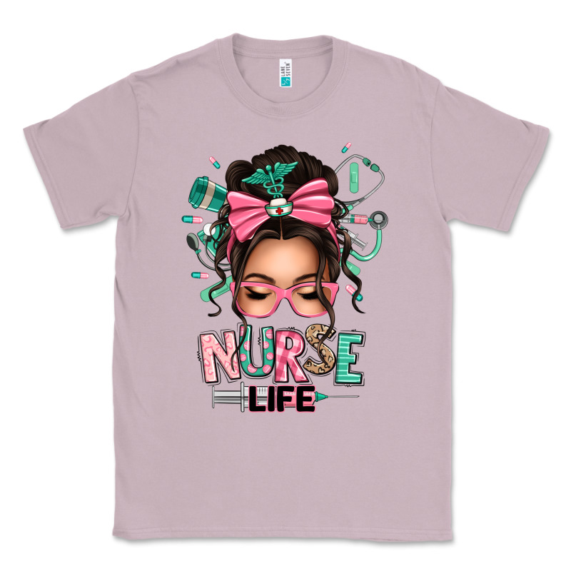 Afro Messy Bun Nurse Life Classic Tee by texasbilliewilder | Teevron