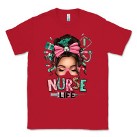 Red afro messy bun nurse life Classic Tee - texasbilliewilder