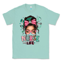 Seafoam afro messy bun nurse life Classic Tee - texasbilliewilder