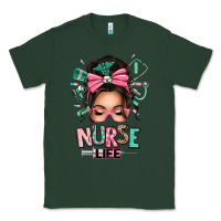 Sports Green afro messy bun nurse life Classic Tee - texasbilliewilder