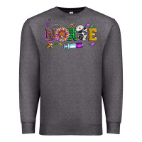 Charcoal Heather mardi gras nurse leopard cowhide glitter Premium Sweatshirt - Artiststas