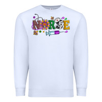 White mardi gras nurse leopard cowhide glitter Premium Sweatshirt - Artiststas