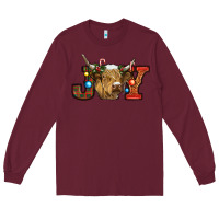Burgundy christmas joy cow Long Sleeve Tee - RanaPortraitStore