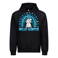 Black hello winter rainbow with snowman bbs Urban Hoodie - BundleAndBundleShop