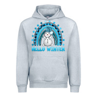 Heather Grey hello winter rainbow with snowman bbs Urban Hoodie - BundleAndBundleShop