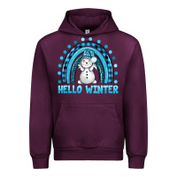 Mauve Wine hello winter rainbow with snowman bbs Urban Hoodie - BundleAndBundleShop
