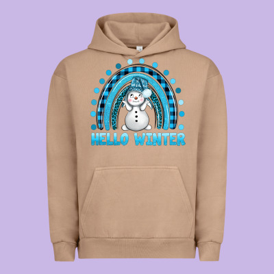 Hello Winter Rainbow With Snowman Bbs Urban Hoodie Designed By Bundleandbundleshop