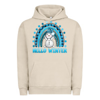 Pigment French Oak hello winter rainbow with snowman bbs Urban Hoodie - BundleAndBundleShop