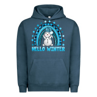 Pigment Midnight Navy hello winter rainbow with snowman bbs Urban Hoodie - BundleAndBundleShop