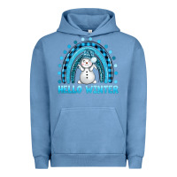 Pigment Pebble Blue hello winter rainbow with snowman bbs Urban Hoodie - BundleAndBundleShop