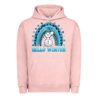 Pigment Salmon hello winter rainbow with snowman bbs Urban Hoodie - BundleAndBundleShop
