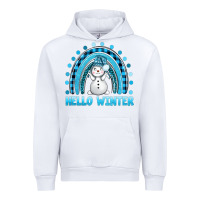 White hello winter rainbow with snowman bbs Urban Hoodie - BundleAndBundleShop
