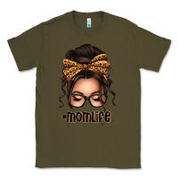 Army Green caucasian leopard messy bun mom life Classic Tee - texasbilliewilder