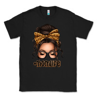 Black caucasian leopard messy bun mom life Classic Tee - texasbilliewilder