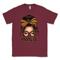 Burgundy caucasian leopard messy bun mom life Classic Tee - texasbilliewilder
