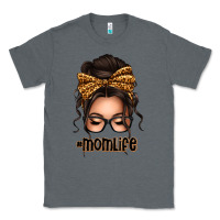 Charcoal Heather caucasian leopard messy bun mom life Classic Tee - texasbilliewilder