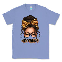 Caucasian Leopard Messy Bun Mom Life Classic Tee | Teevron