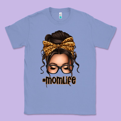 Caucasian Leopard Messy Bun Mom Life Classic Tee Designed By Texasbilliewilder