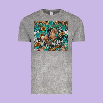 Vintage Tee cowgirl sunflower turquoise