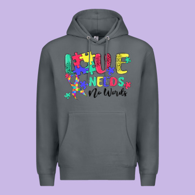 Love Needs No Words Autism Premium Hoodie Designed By Maliassmallbusiness