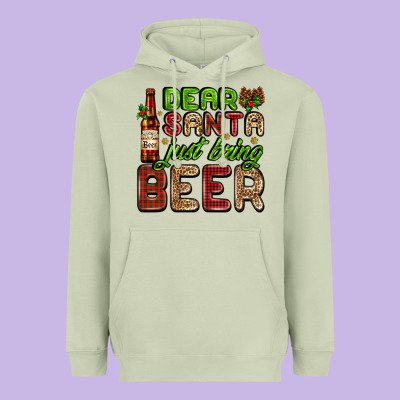 Dear Santa Just Bring A Beer With A Beer Bottle Heavyweight Hoodie Designed By Adodesignshop