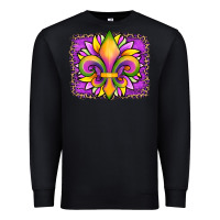 Black mardi gras fleur de lis sunflower leopard Premium Sweatshirt - Artiststas