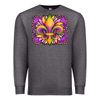 Charcoal Heather mardi gras fleur de lis sunflower leopard Premium Sweatshirt - Artiststas