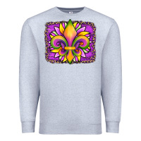 Heather Grey mardi gras fleur de lis sunflower leopard Premium Sweatshirt - Artiststas