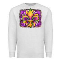 Oatmeal Heather mardi gras fleur de lis sunflower leopard Premium Sweatshirt - Artiststas
