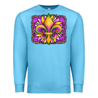 Ocean Blue mardi gras fleur de lis sunflower leopard Premium Sweatshirt - Artiststas