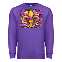 Purple mardi gras fleur de lis sunflower leopard Premium Sweatshirt - Artiststas