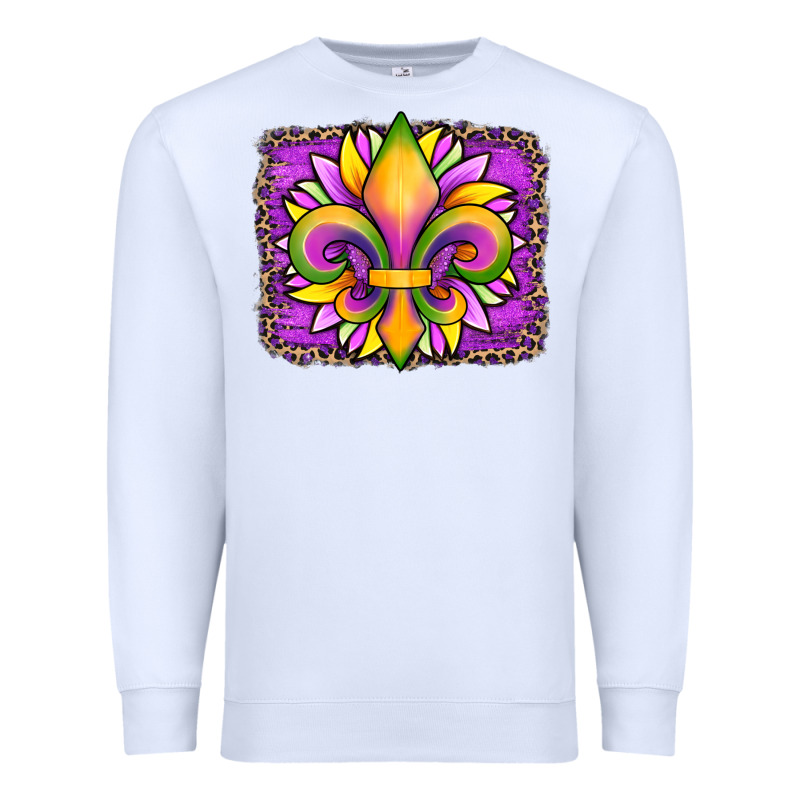 Mardi Gras Fleur De Lis Sunflower Leopard Premium Sweatshirt by Artiststas | Teevron