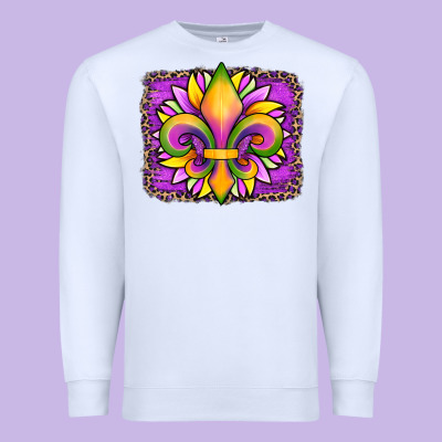 Mardi Gras Fleur De Lis Sunflower Leopard Premium Sweatshirt Designed By Artiststas