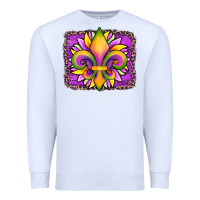 White mardi gras fleur de lis sunflower leopard Premium Sweatshirt - Artiststas