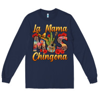 Navy La Mama mas Chingona Long Sleeve Tee - texasbilliewilder