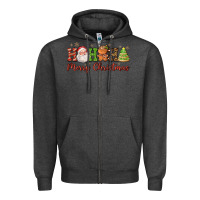 Charcoal Heather hohoho merry christmas santa coffee cup tree cooki Zipper Hoodie - FaDigitalArtStudio