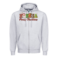 Heather Grey hohoho merry christmas santa coffee cup tree cooki Zipper Hoodie - FaDigitalArtStudio