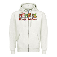 Oatmeal Heather hohoho merry christmas santa coffee cup tree cooki Zipper Hoodie - FaDigitalArtStudio