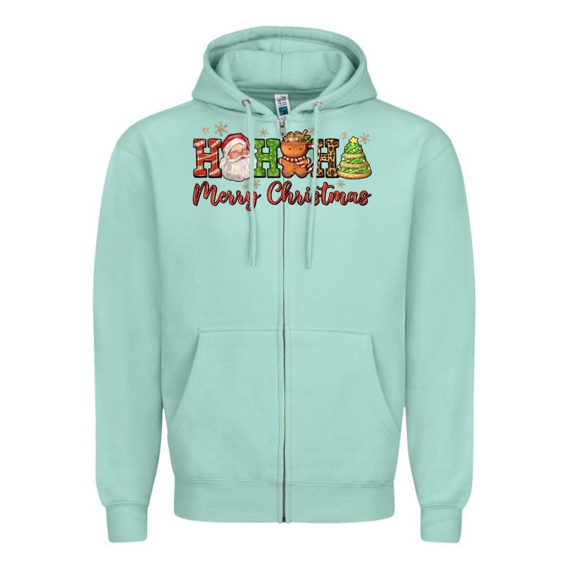 Hohoho Merry Christmas Santa Coffee Cup Tree Cooki Zipper Hoodie by FaDigitalArtStudio | Teevron